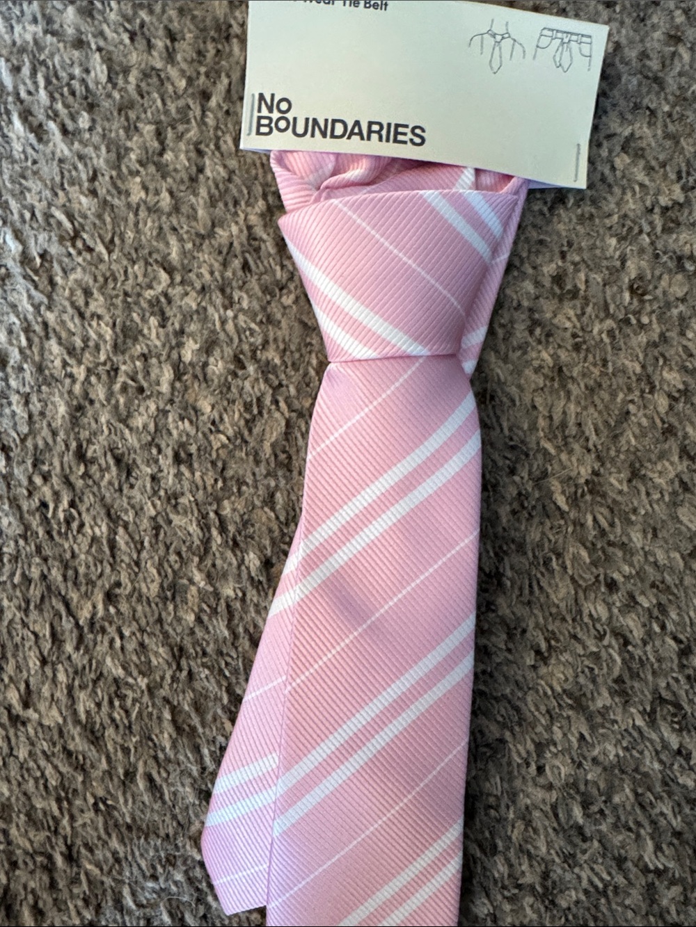 No Boundaries Pink Diagonal Stripe Tie - Picture 3 of 4